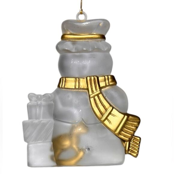 Frosted Acrylic Christmas Tree Ornaments 6 Piece Set Vintage With Gold Detail - Picture 5 of 13